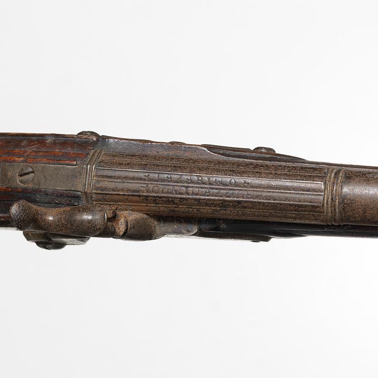 A apir of percussion pistols, signed David Bars, Stockholm (1686-1759),