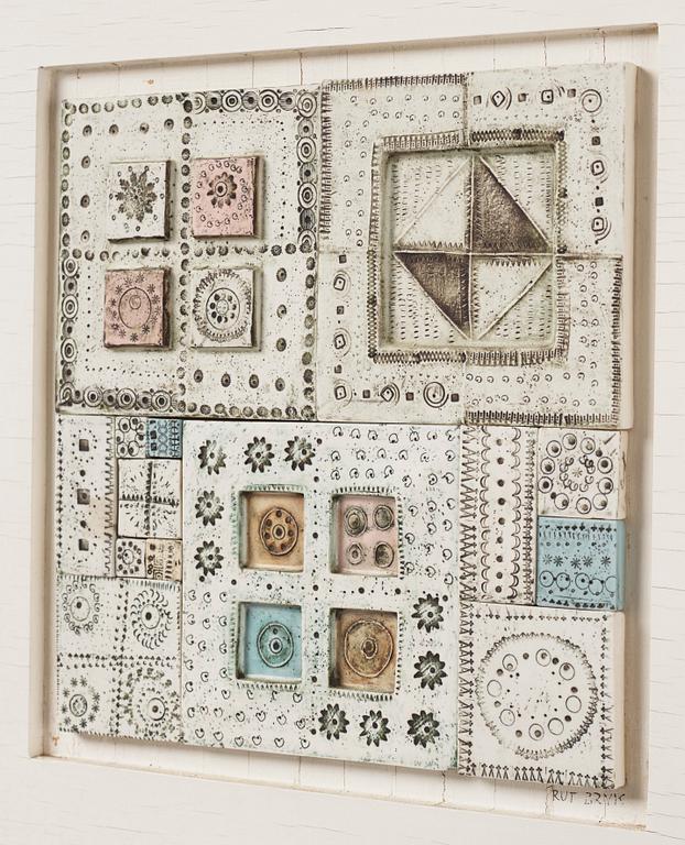 Rut Bryk, a stoneware wall relief, Arabia, Finland 1960s.