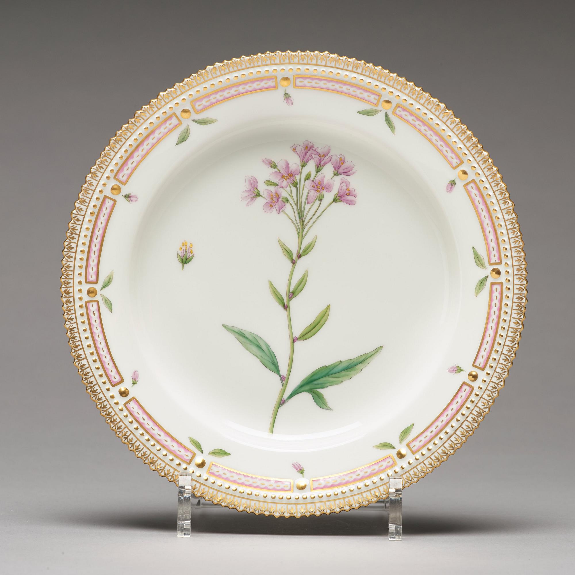 LUNCHTALLRIKAR, 12 stycken (6+6), porslin. "Flora Danica", Royal Copenhagen, Danmark, 1900-tal.