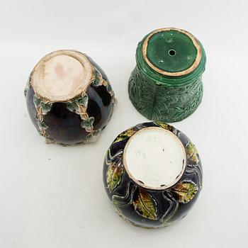 Outer casings 3 pcs Art Nouveau early 20th century majolica.
