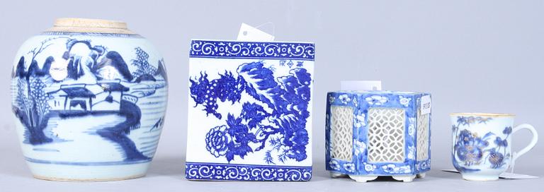 PARTI PORSLIN, 4 delar. Kina delvis 1700-tal.