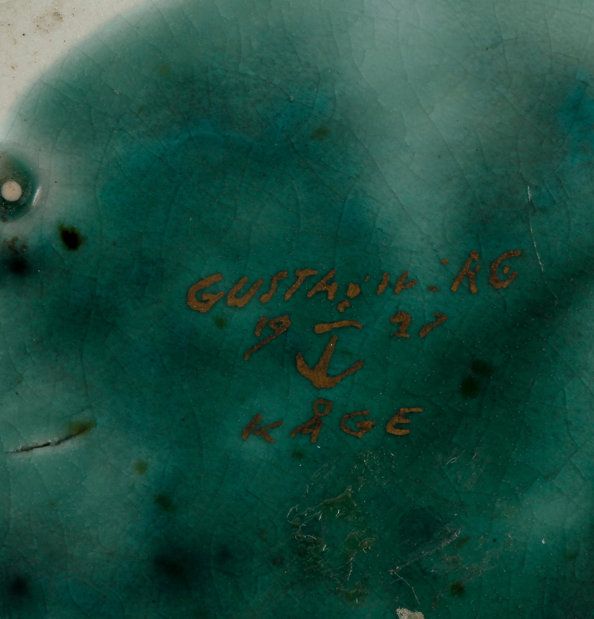 SKRIVBORDSSET, 7 delar, stengods, bl a "Argenta, Wilhelm Kåge, Gustavsberg.