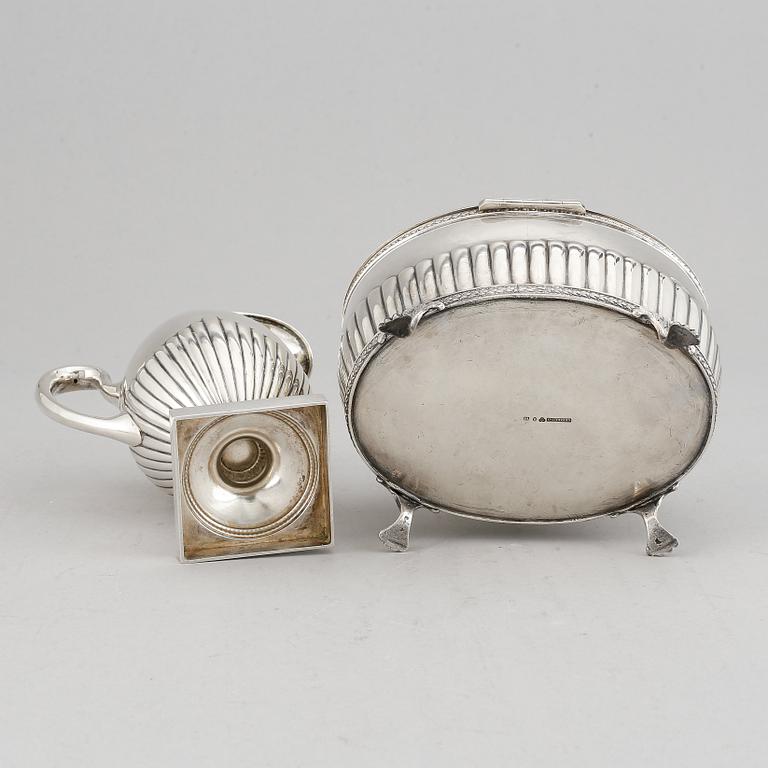 CF Carlman, a silver sugar box and creamer, Stockholm, 1899-1901.