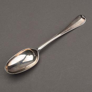 A n English 18th century silver rat-tail spoon, mark London 1719-20.