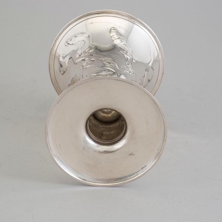 A Swedish Art Nouveau silver footed vase, maker's mark Claes Adolf Sandberg, Helsingborg, 1919.