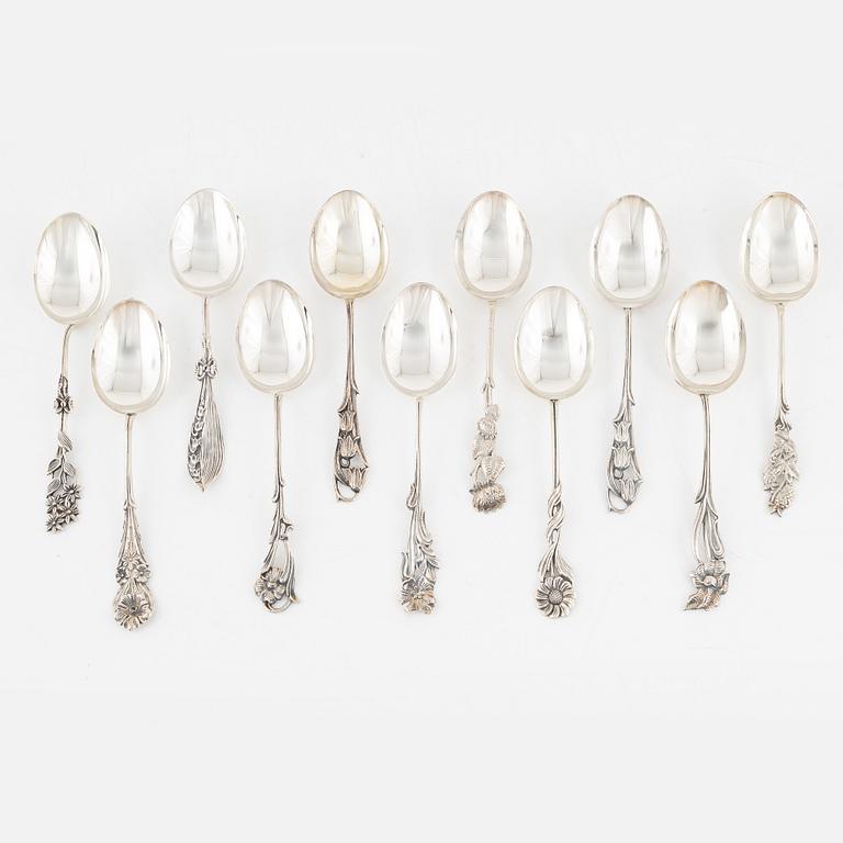 Bestickservis, 38 delar, silver, "Svenska floran", övervägande GEWE, Malmö, bl.a. 1981.