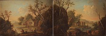 Johan Philip Korn, Landscapes with figures, a pair.