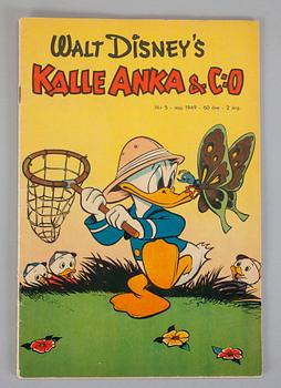 SERIETIDNINGAR, 2 stycken, KALLE ANKA & C:O, nr:5-6, 1949. FN-FN.