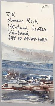 LARS LERIN, akvarell/vykort,  signerad.