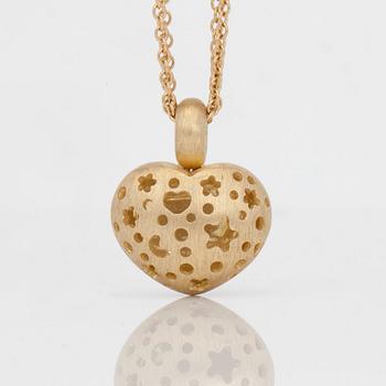COLLIER med hjärta, graverat "LOVE", i borstat guld.