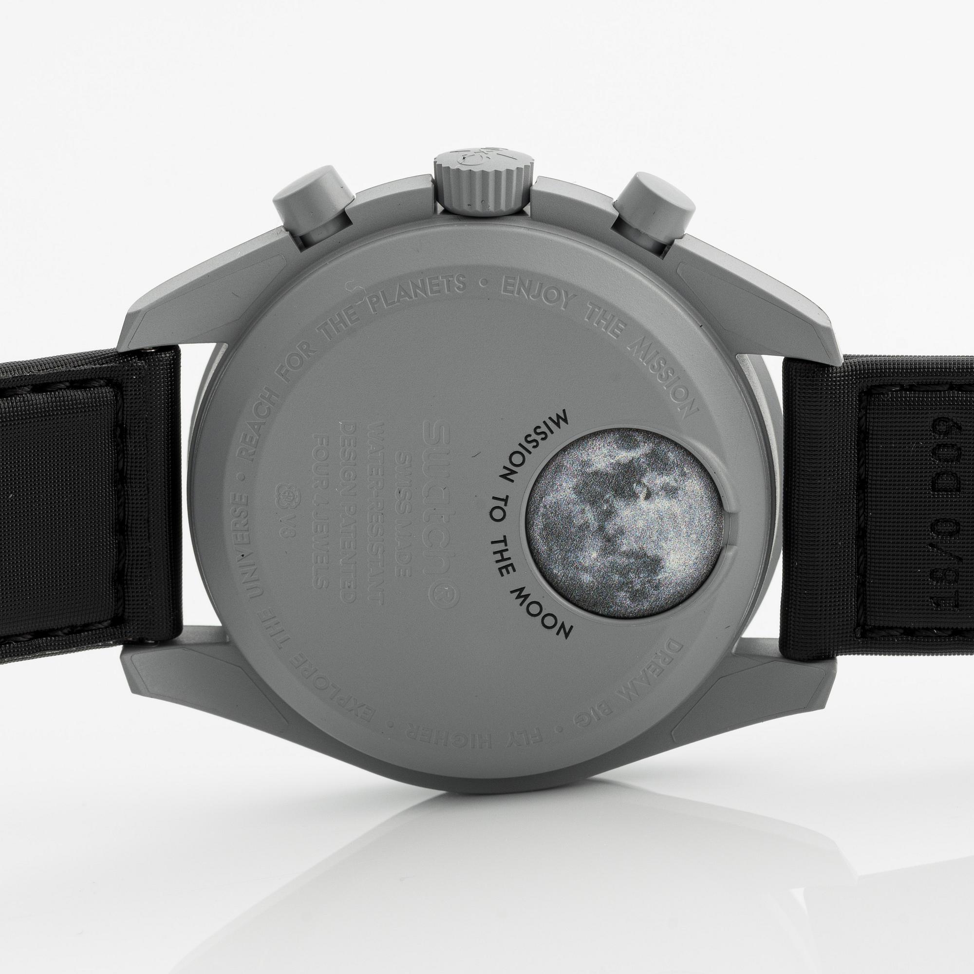 Swatch/Omega, MoonSwatch, Mission to the Moon, kronograf, armbandsur, 42 mm.