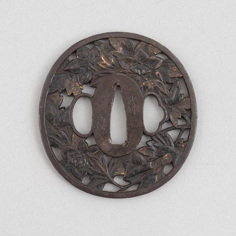 Tsuba, Japan, mei Bushu Ju Masatoshi, Edo, omkring 1750.