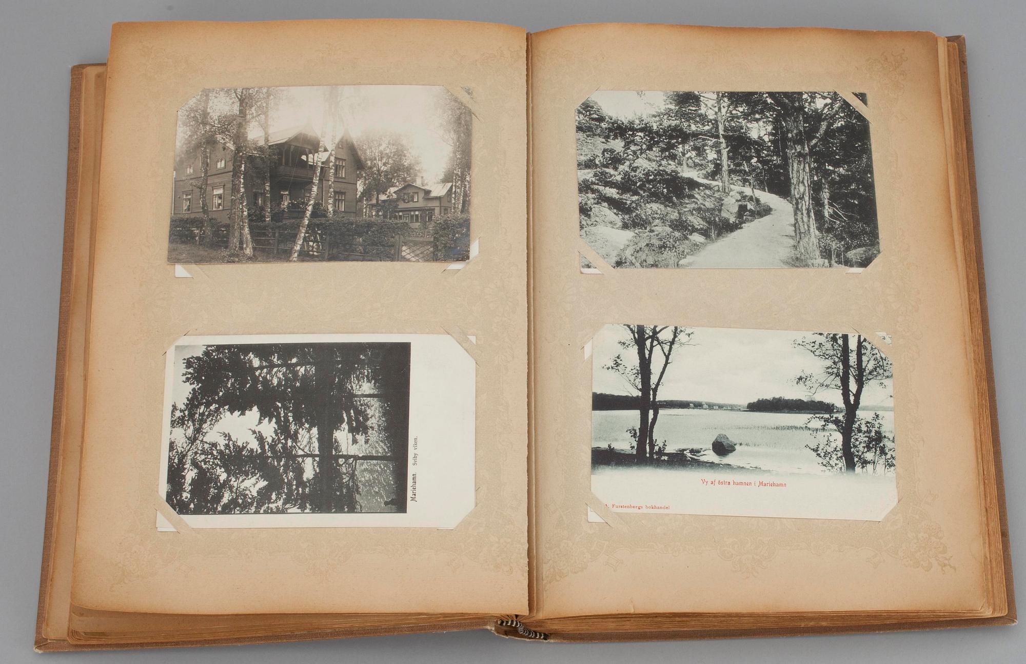 VYKORTSALBUM, ca 168 kort samt FOTOGRAFIER 10 st, motiv från Åland, 1900-talets början.