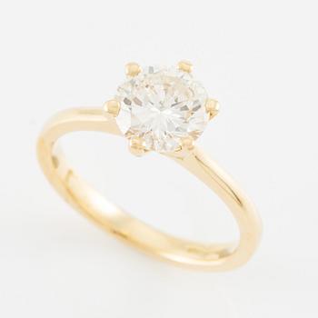 Ring, solitaire ring, 18K gold with brilliant-cut diamond.
