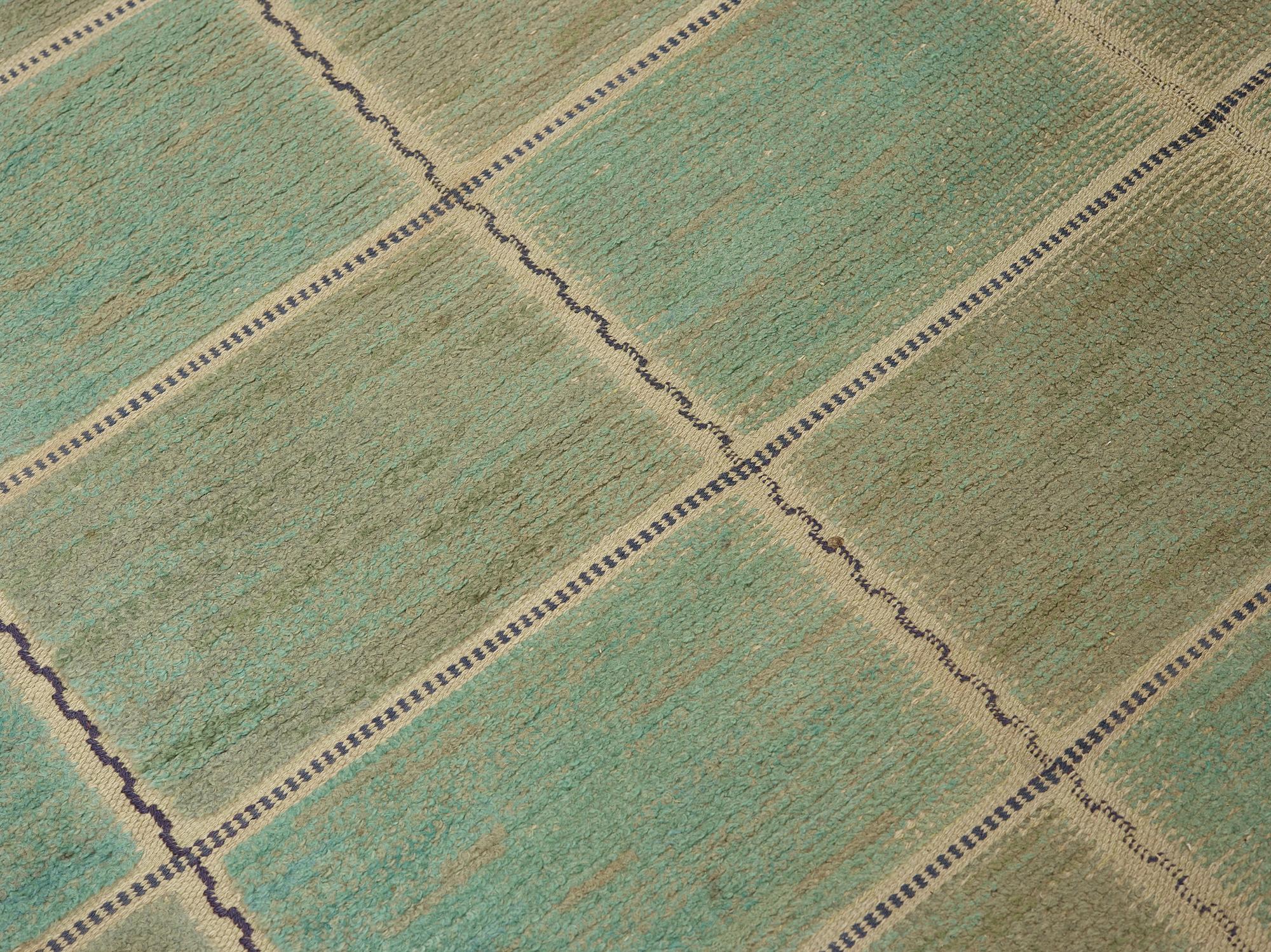 MÄRTA MÅÅS-FJETTERSTRÖM, a carpet, knotted pile in relief, "Rutig grön halvflossa", 311 x 207 cm, signed AB MMF.