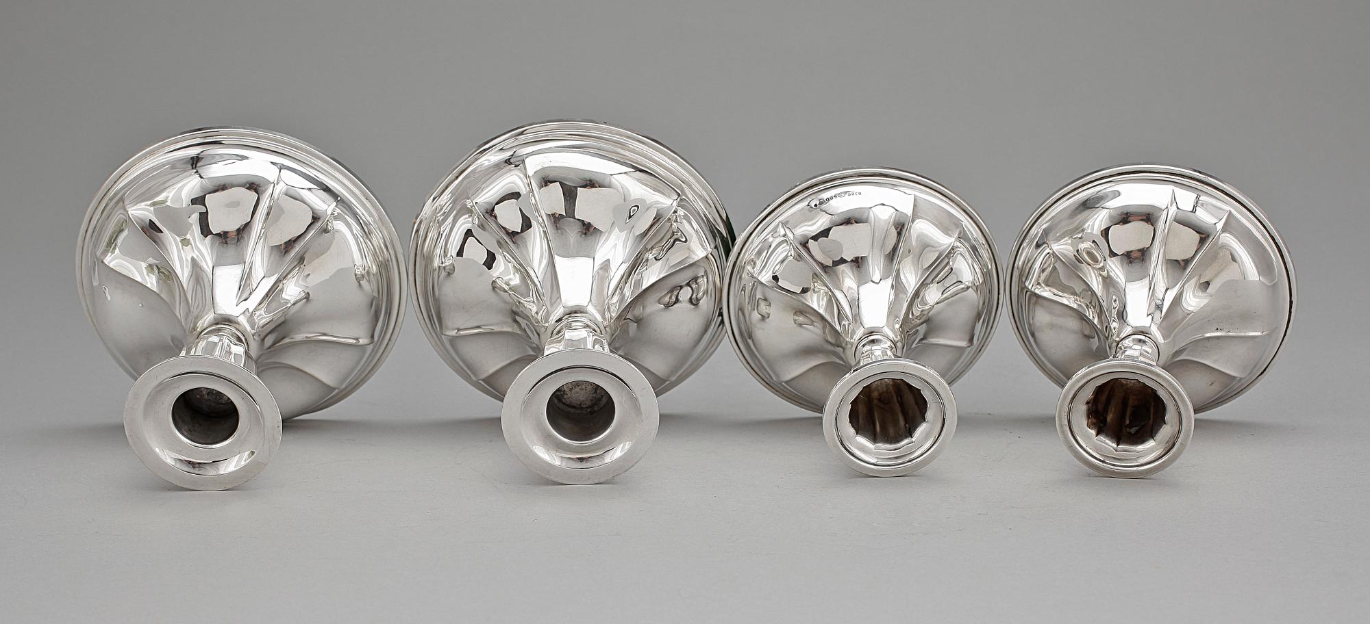 LJUSSTAKAR, 2 par, silver, bl a Norge 1900-tal.