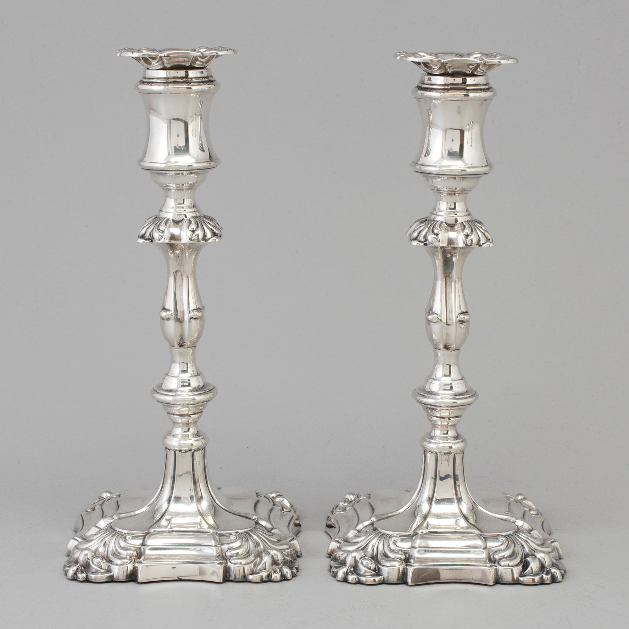 HENRY WILKINSON, ljusstakar, ett par, silver, London, Englnad, 1895.