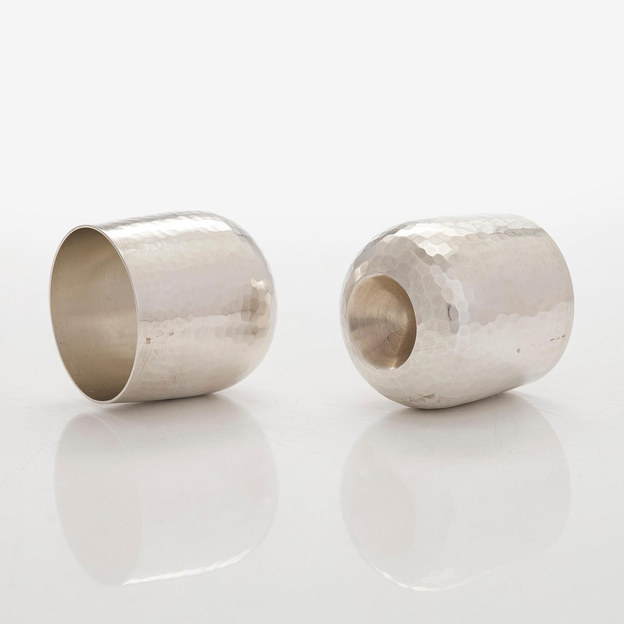 Tapio Wirkkala, A set of eight 'TW 469' silver beakers, Kultakeskus, Hämeenlinna 1978 and 1979.