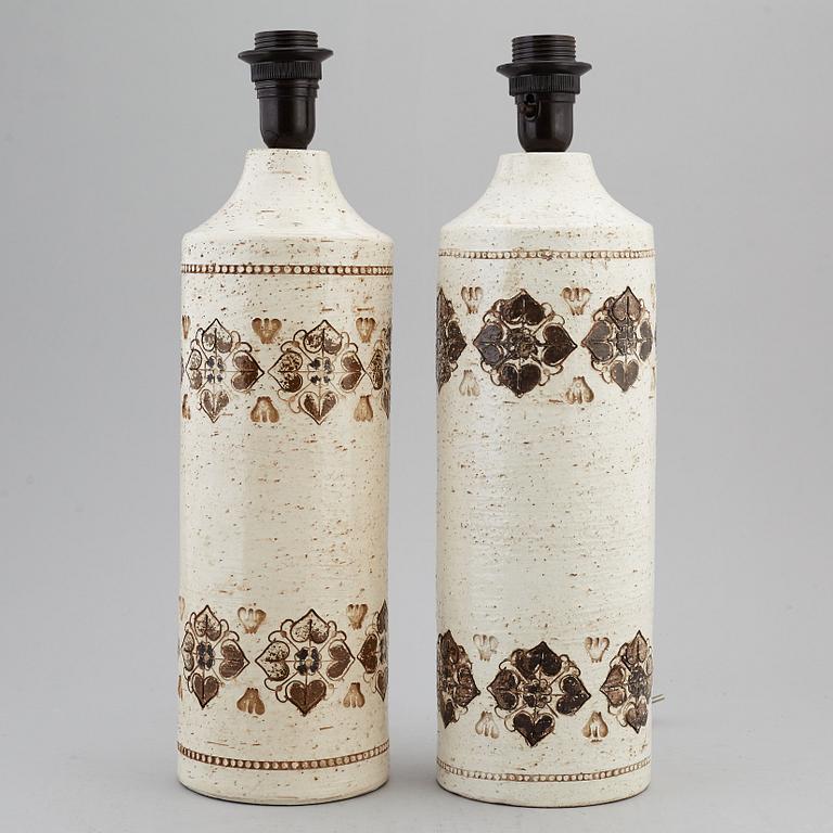 A pair of Bitossi stoneware table lights, Italy.