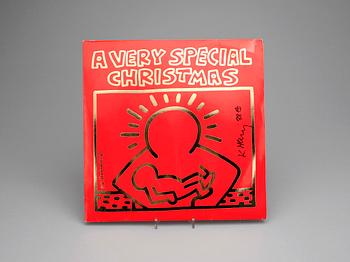 KEITH HARING, omslag till vinylskiva, signerat och daterat -88.