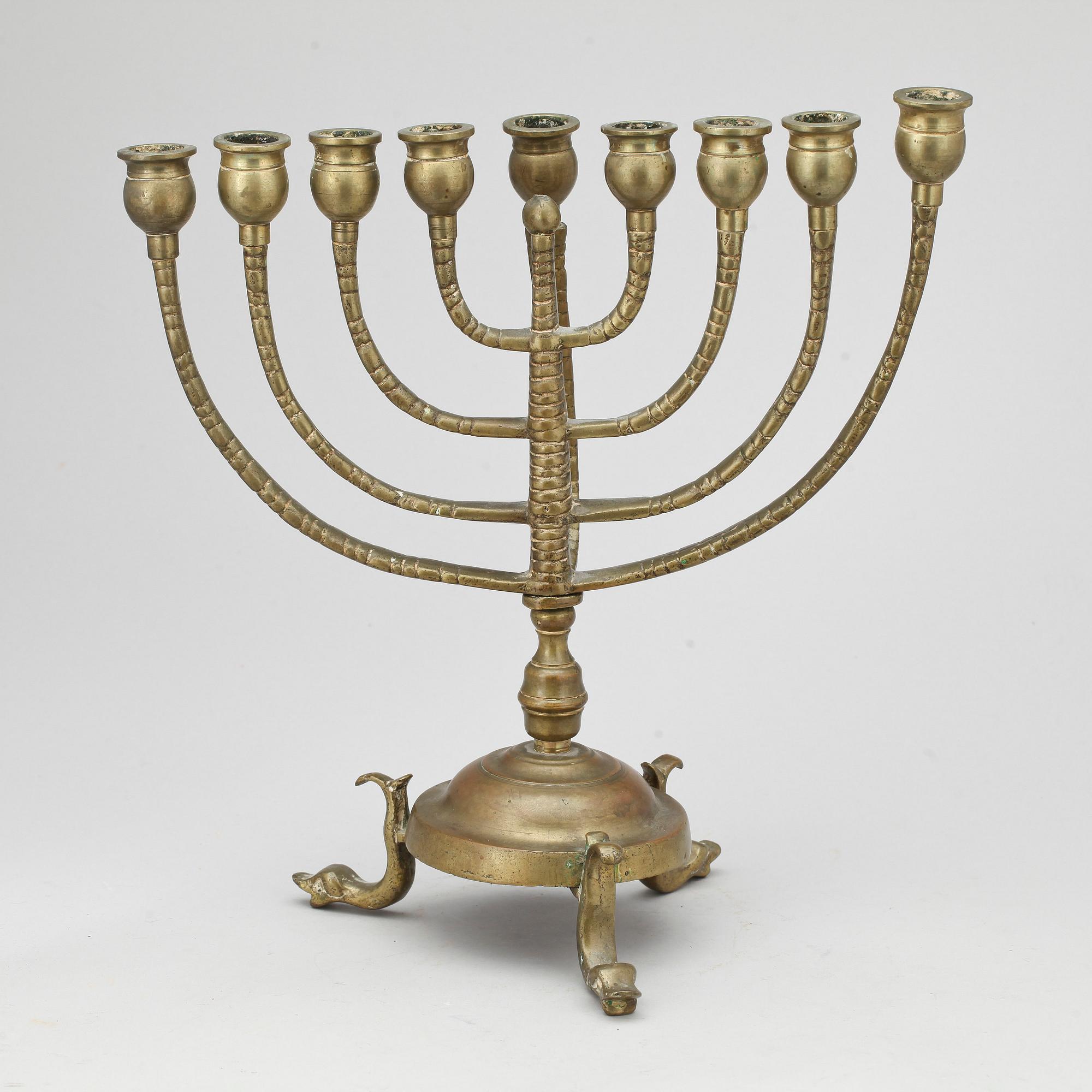 KANDELABER, mässing, judisk, 1900-tal.
