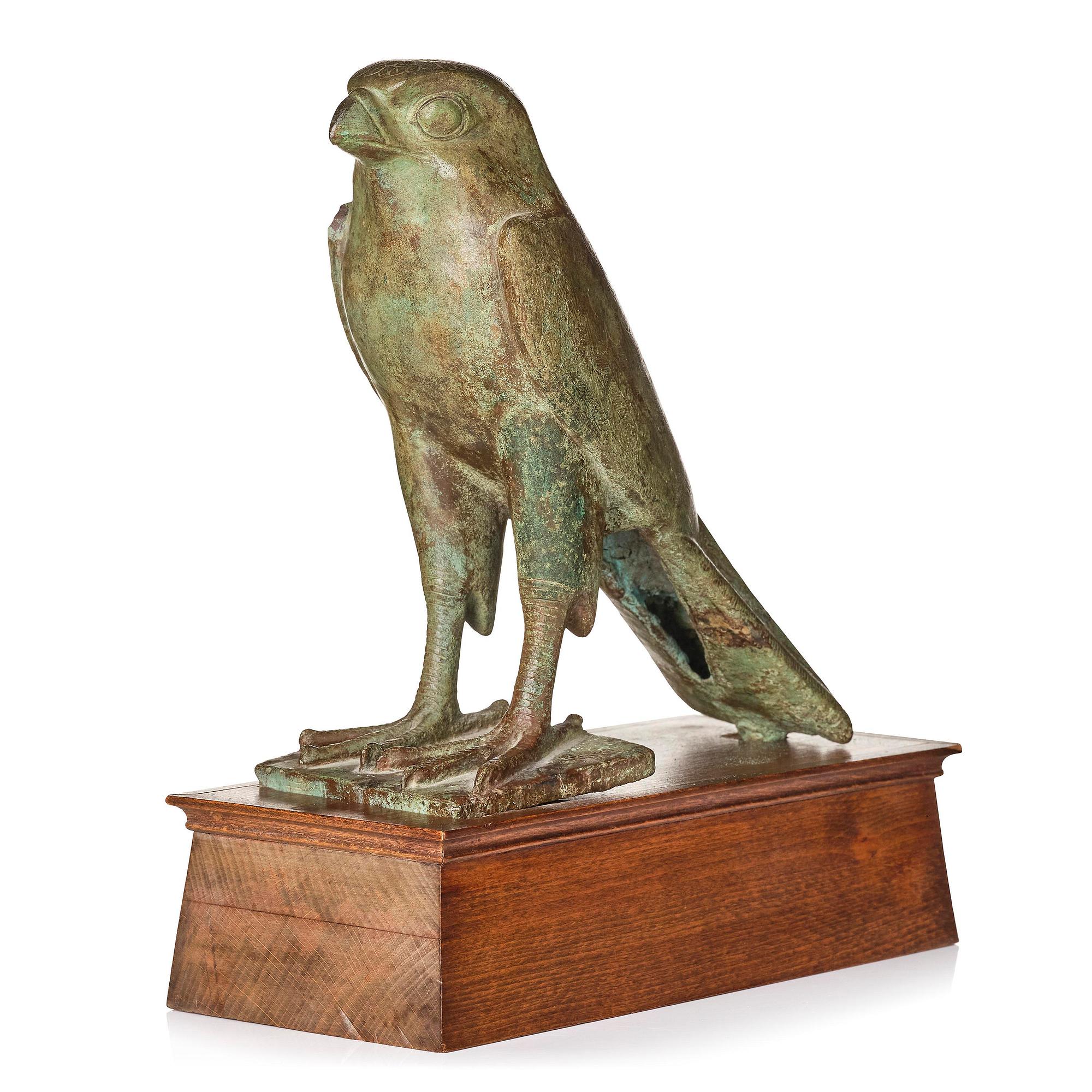 Skulptur av Horus-falken, troligen från Saitisk tid (663-525 f.Kr.) Egypten.