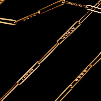 HALSKEDJA, 18 k guld, genombruten länk, vikt ca 14 g.