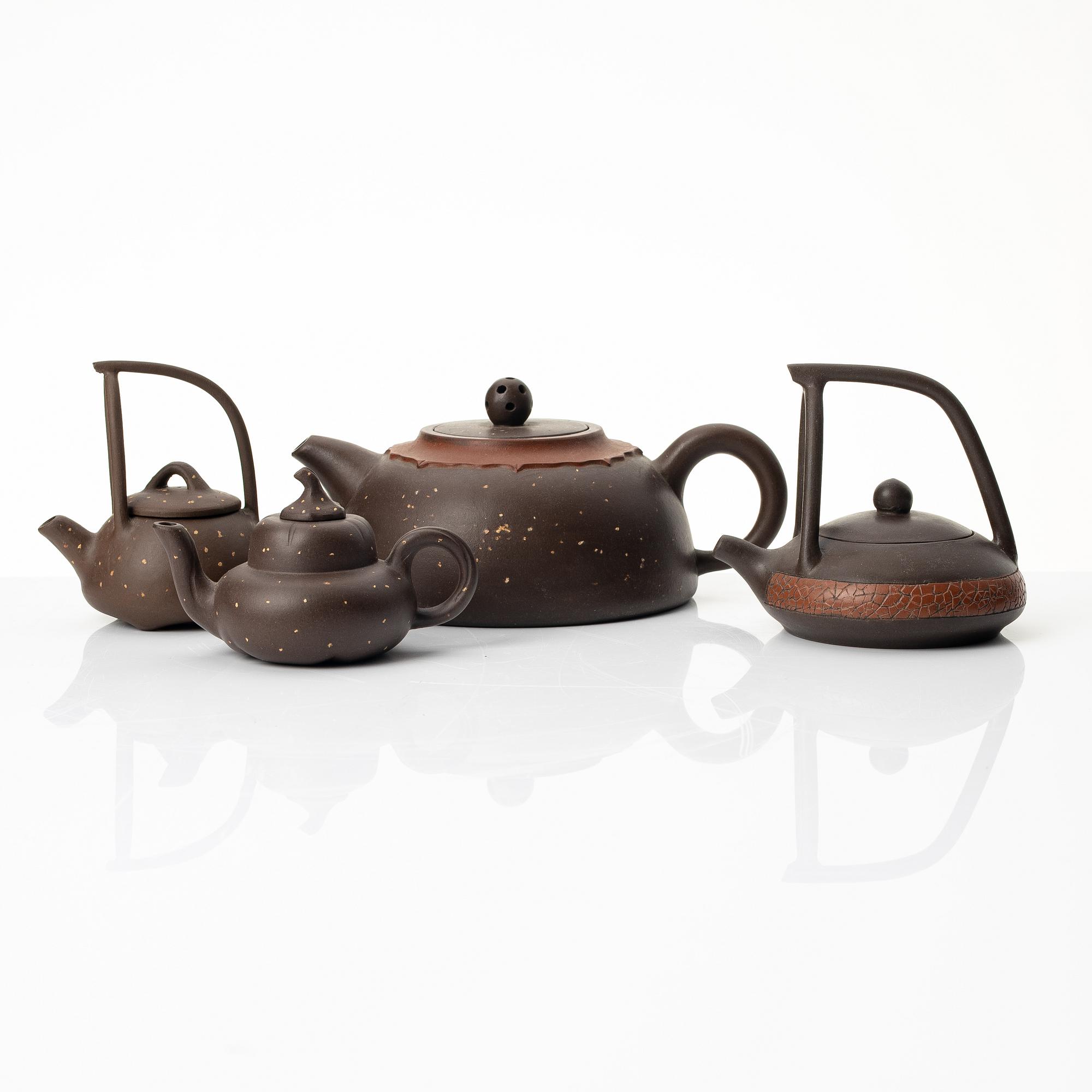 Tekannor, fyra stycken, yixing, Kina, 1980-/90-tal.