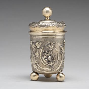 Bägare med lock, oidentifierad mästare, silver, Moskva 1857.