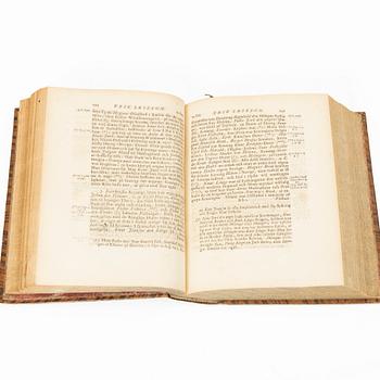 Books, four volumes,'Svea Rikes Historia', Olof Dalin, Lars Salvius, Stockholm, 1747-62.