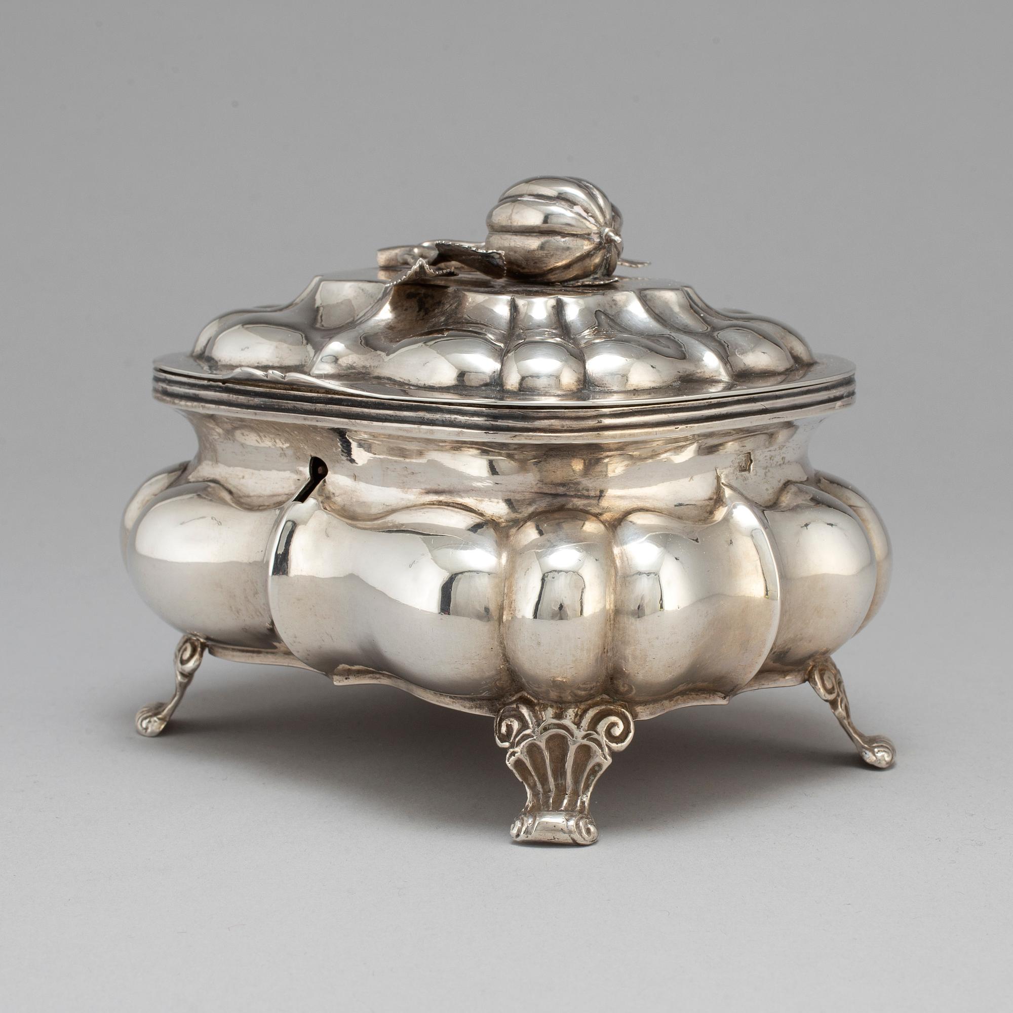 A Russian 19th century parcel-gilt silver sugar-casket, unidentified makers mark, possibly Pskov 1863.