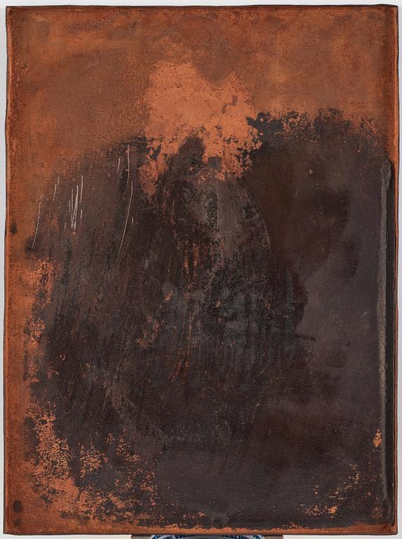 PANEL, lackerad och förgylld metall. Japan, sen Meiji, tidigt 1900-tal. Signerad.