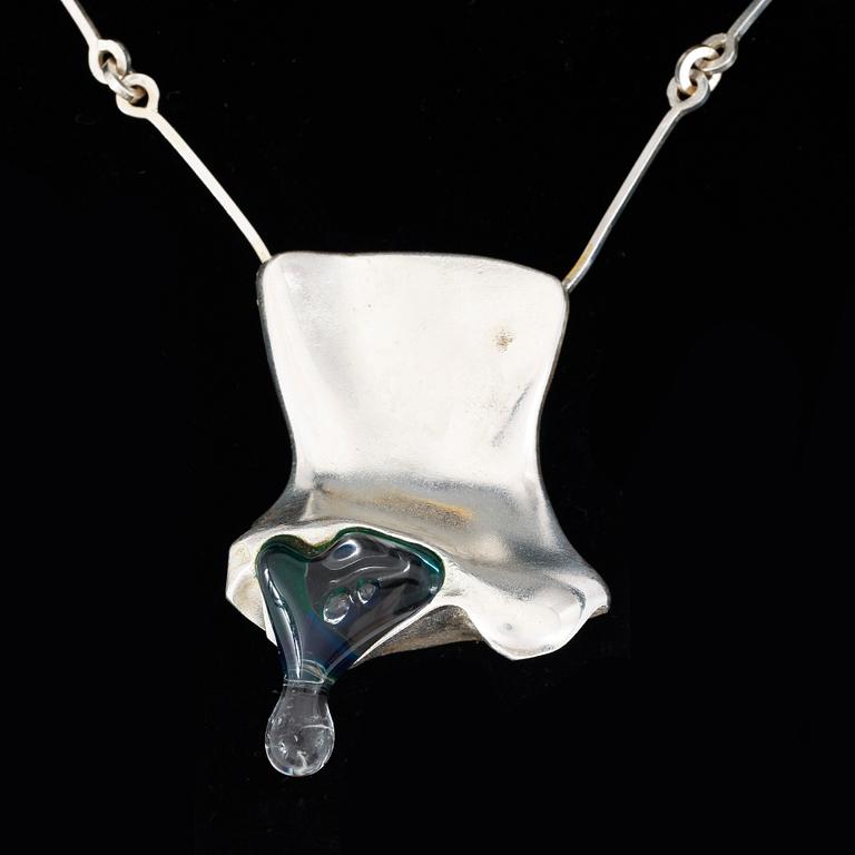 HÄNGSMYCKE, sterlingsilver med akryl, Björn Weckström, Lapponia, Finland 1973. Vikt ca 71,5 gram.