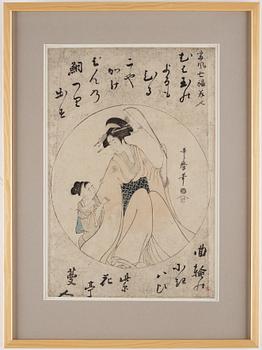 UTAMARO KITAGAWA (c.1753-1806), efter, färgträsnitt. Japan, 'Ebisu', 1800-tal.