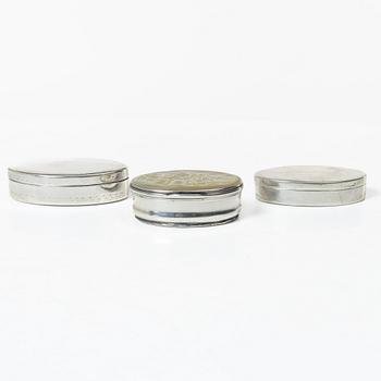 Three silver boxes, 18th-19th century.