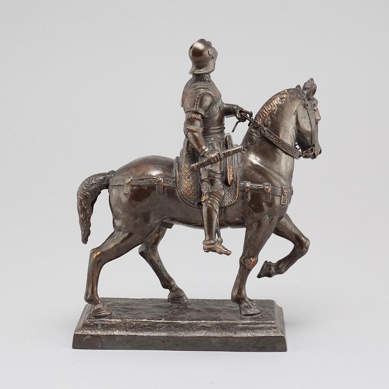 ANDREA DEL VERROCCHIO, kopia efter, skulptur, mörkpatinerad metall, 1900-tal.