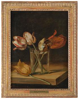 548. Pehr Hilleström, Still life with tulips in a glass vase.