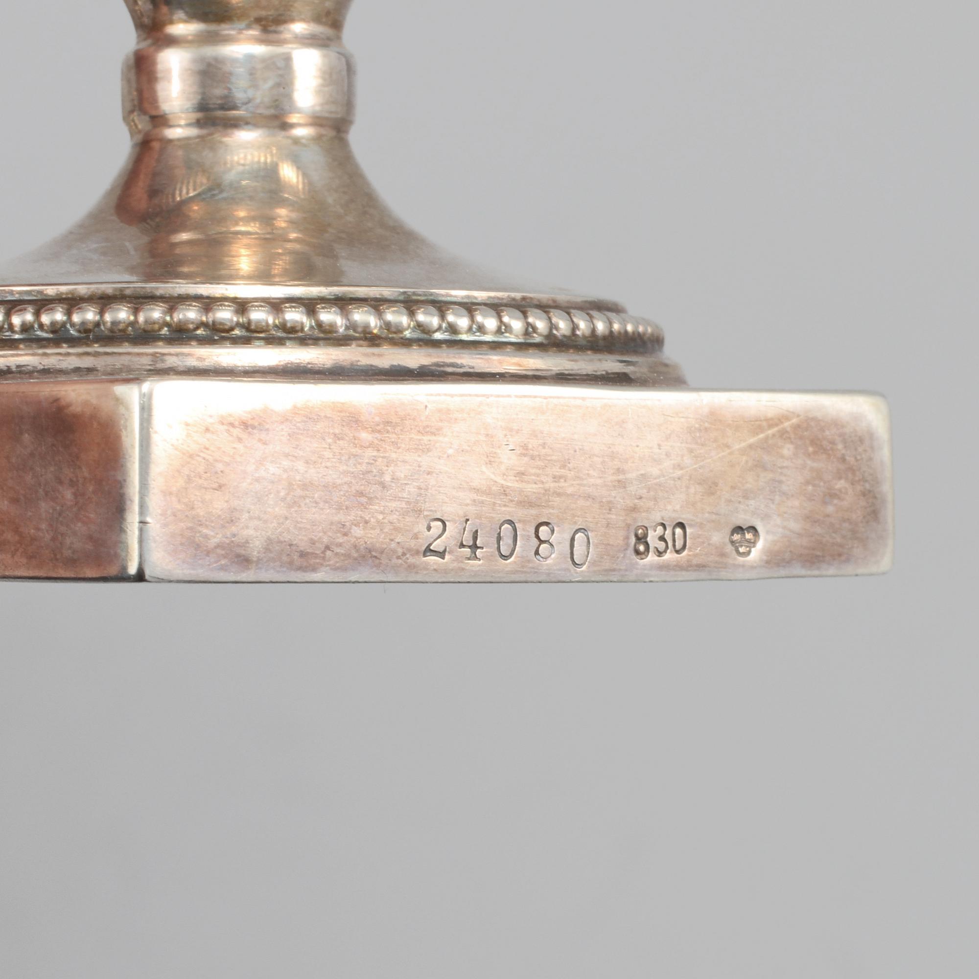 KAFFESERVIS, 3 delar, silver, empirestil, delvis Swenson & Luhr, Göteborg, omkring sekelskiftet 1900, total vikt 1020 g.