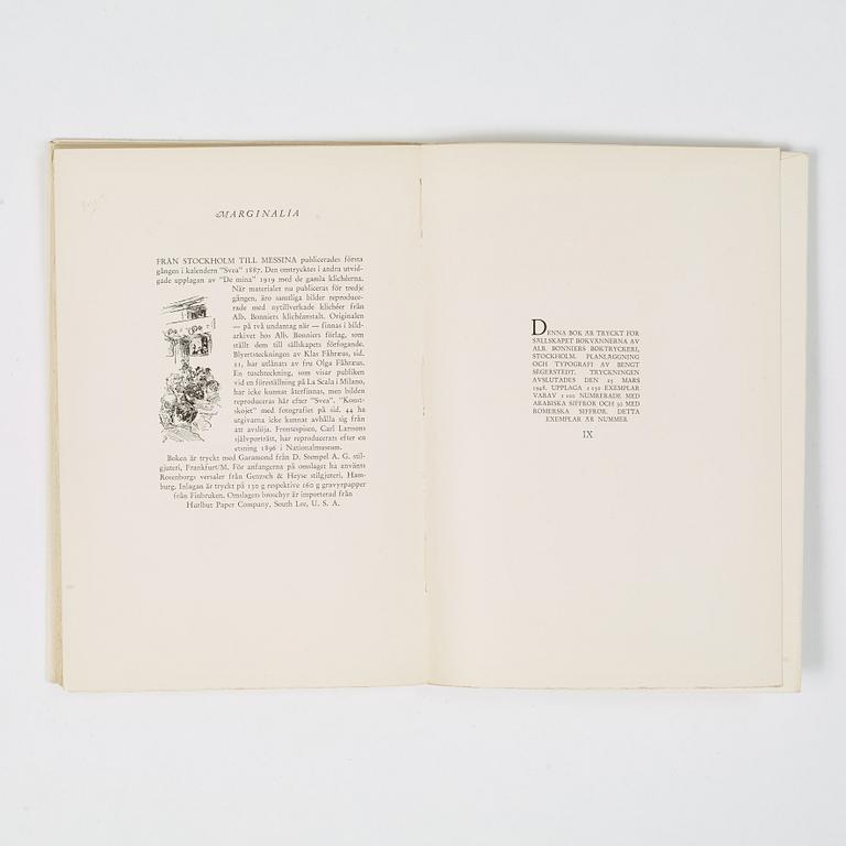 Carl Larsson, CARL LARSSON, illustrated travel story, "Från Stockholm till Messina" (From Stockholm to Messina), 1886.