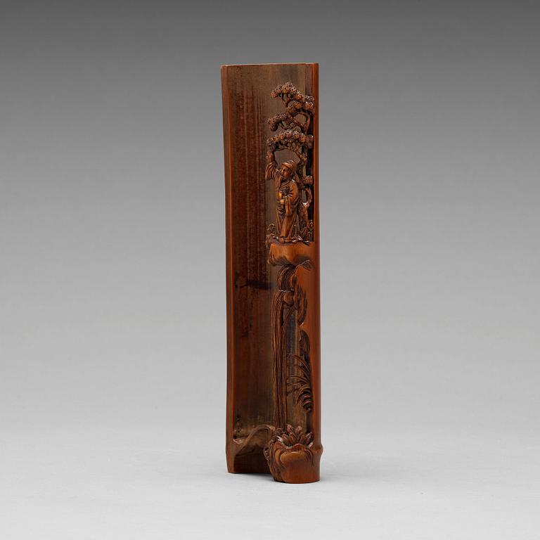 A bamboo armrest, Qing dynasty, 19th Century.