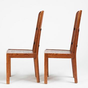 Axel Einar Hjorth, a pair of stained pine 'Lovö' chairs, Nordiska Kompaniet, Sweden 1930s.