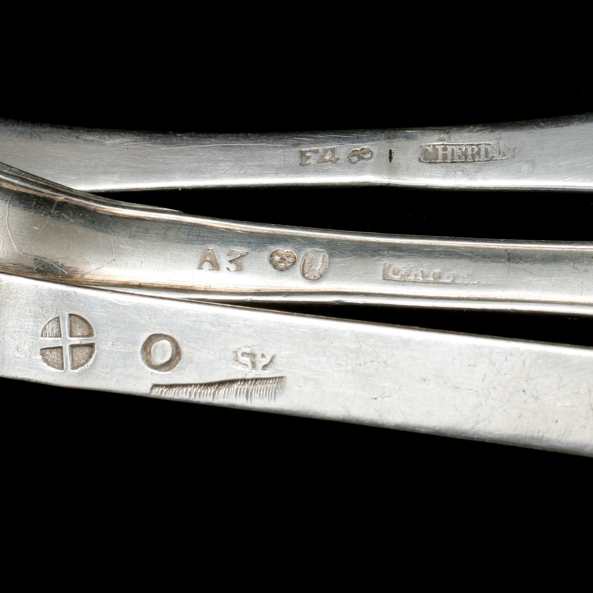 SKEDAR, 3 st, silver, 1700/1800-tal, vikt 152 gram.