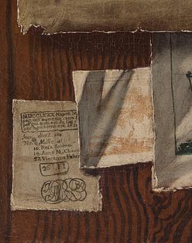 Sebastiano Lazarri Tillskrivna, Trompe l'oeil med teckningar och spelkort, ett par.