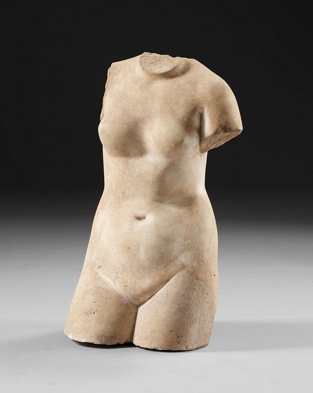 A torso, after the Antique, representing Aphrodite Anadyomene. Probably 19/20th Century.