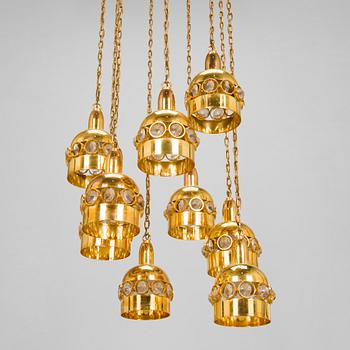 Ceiling lamp / chandelier, Turun kristalli, 1970s.