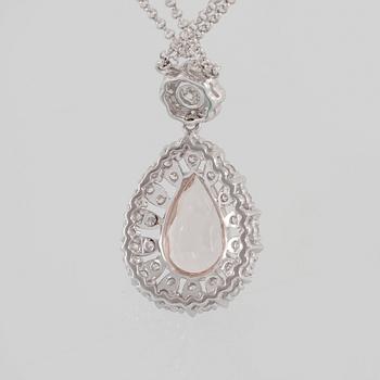 HÄNGE, 18K vitguld med droppslipad morganit 2.54 ct samt briljantsliapde diamanter 1.16 ct. Vikt 7,1 gram.
