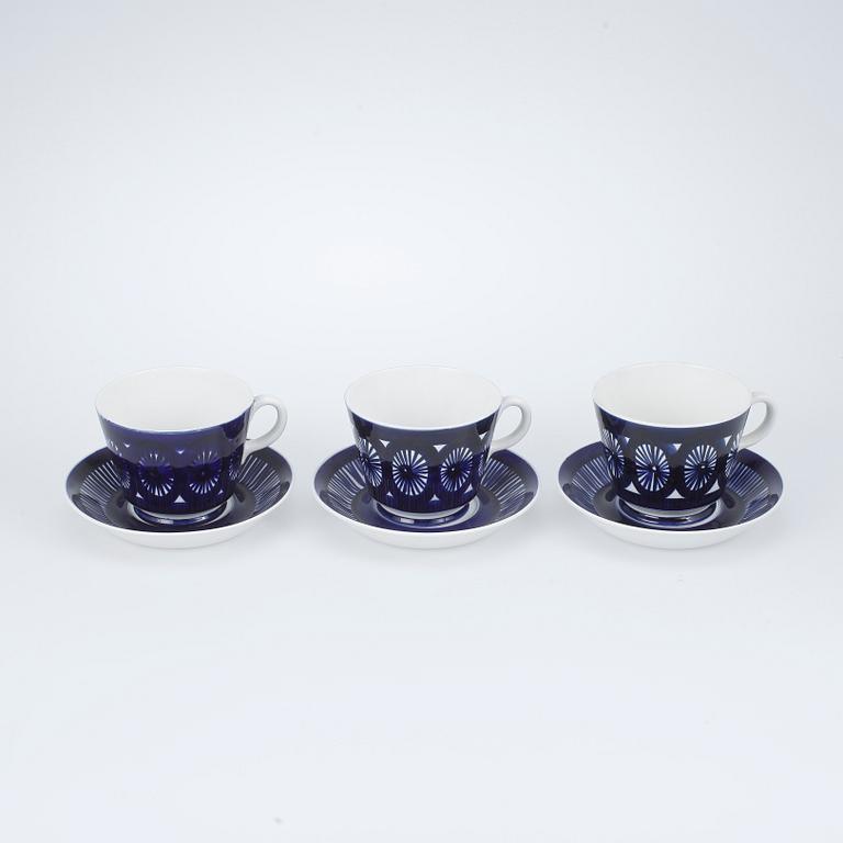 TEKOPPAR, 3 st, porslin, "Fiesta", Ulla Procopé, Arabia.