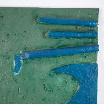 Stephen Buckley, triptyk, mixed media on canvas, signed and dated 1985 verso.