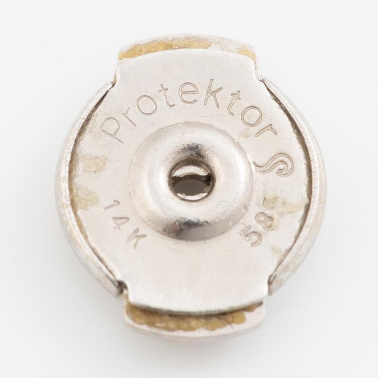 Earrings. a pair, 14K white gold with princess-cut diamonds.