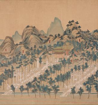 A long scroll painting by unknown Chinese artist, Qing dynasty/early 20th Century.